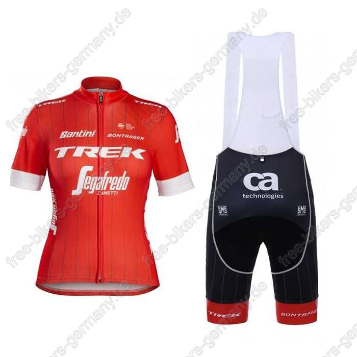 Trek Segafredo Damen Radbekleidung Satz Trikot Kurzarm+Trägerhosen Sets 2018 Rot