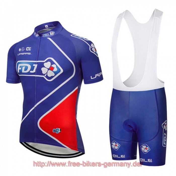 2018 FDJ Fahrradbekleidung Satz Fahrradtrikot Kurzarm Trikot und Kurz Trägerhose