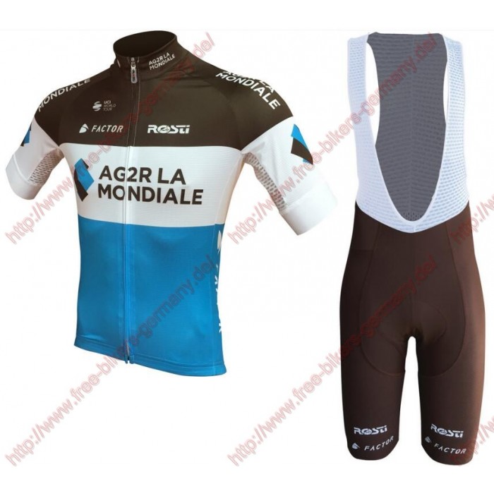 Radsport Ag2r La Mondiale 2018 Team Radbekleidung Satz Trikot Kurzarm+Trägerhosen Set