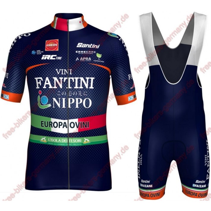 Radsport Nippo-Vini Fantini-Europa Ovini 2018 Radbekleidung Satz Trikot Kurzarm+Trägerhosen Set