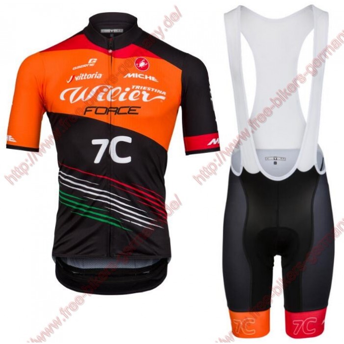 Radsport TEAM WILIER FORCE 7C 2018 Radbekleidung Satz Trikot Kurzarm+Trägerhosen Set