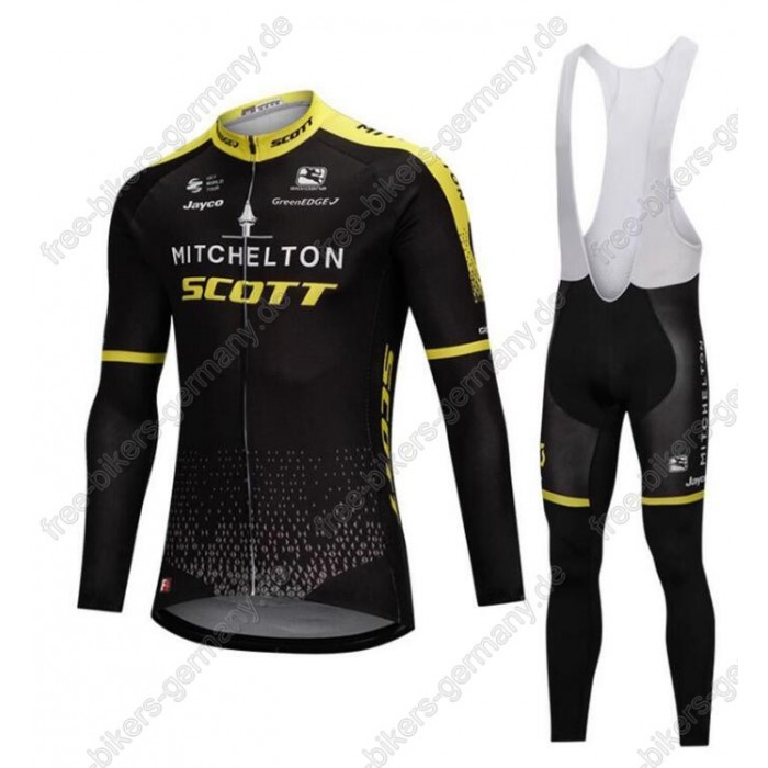 Mitchelton-Scott Pro Profiteam 2018 Fahrradbekleidung Trikot Langarm+Lang Trägerhose