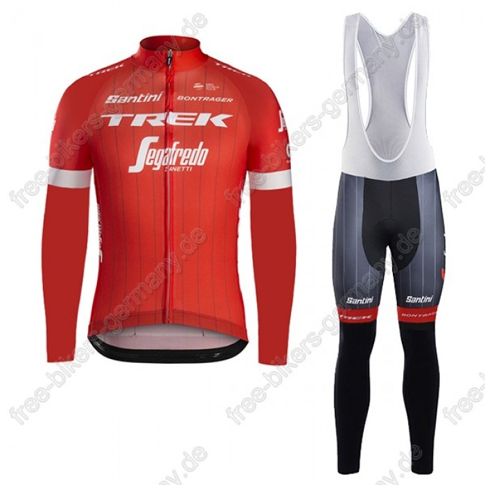 Profiteam 2018 TREK SEGAFREDO Pro rot Fahrradbekleidung Trikot Langarm+Lang Trägerhose