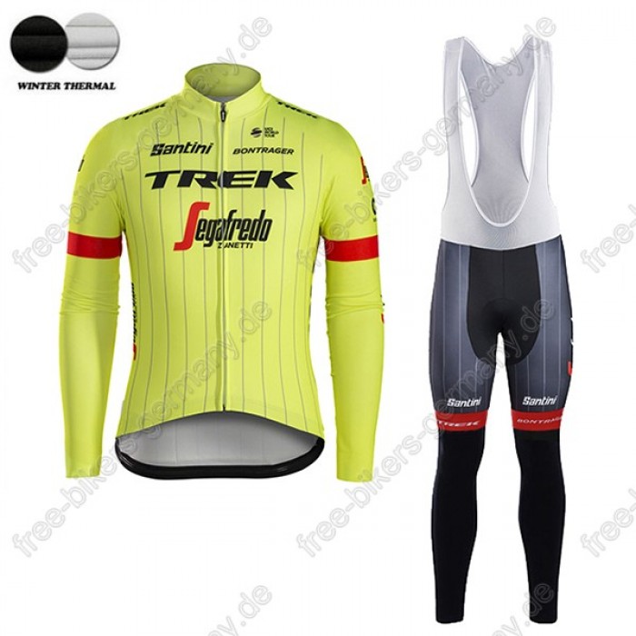 Profiteam 2018 TREK SEGAFREDO Pro gelb Winter Fahrradbekleidung Trikot Langarm+Lang Trägerhose