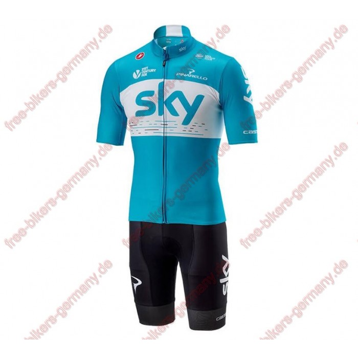 Profiteam 2018 TEAM SKY blau Fahrradbekleidung Trikot Kurzarm+Radhose