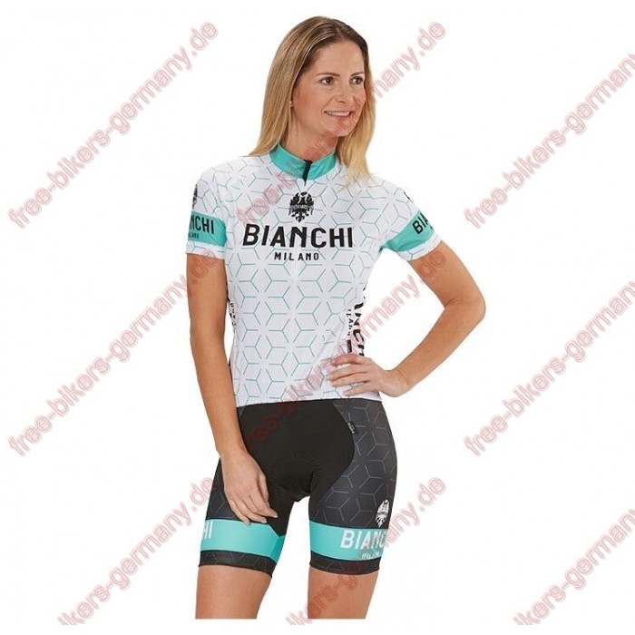 Profiteam 2018 Bianchi Milano Nevola Weiß Damen Fahrradbekleidung Trikot Kurzarm+Radhose 45168DM