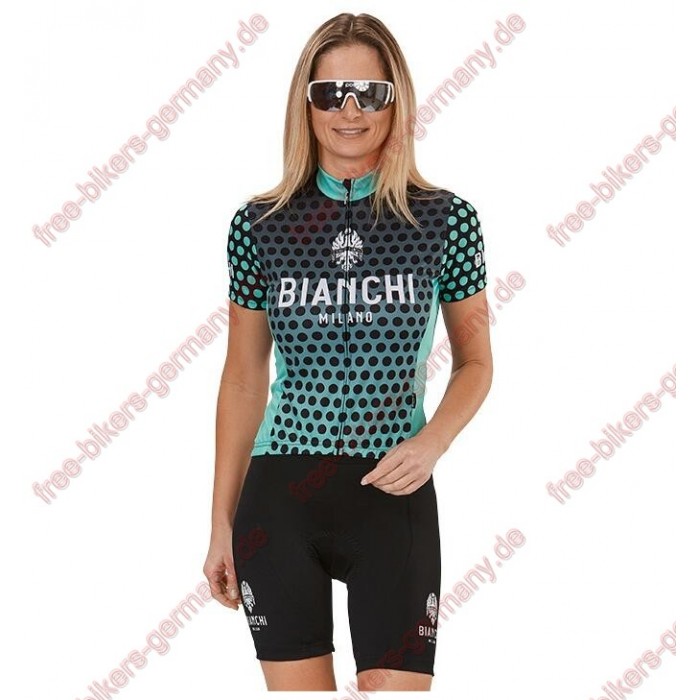 Profiteam 2018 Bianchi Milano Gravina Blau Damen Fahrradbekleidung Trikot Kurzarm+Radhose 85742VV