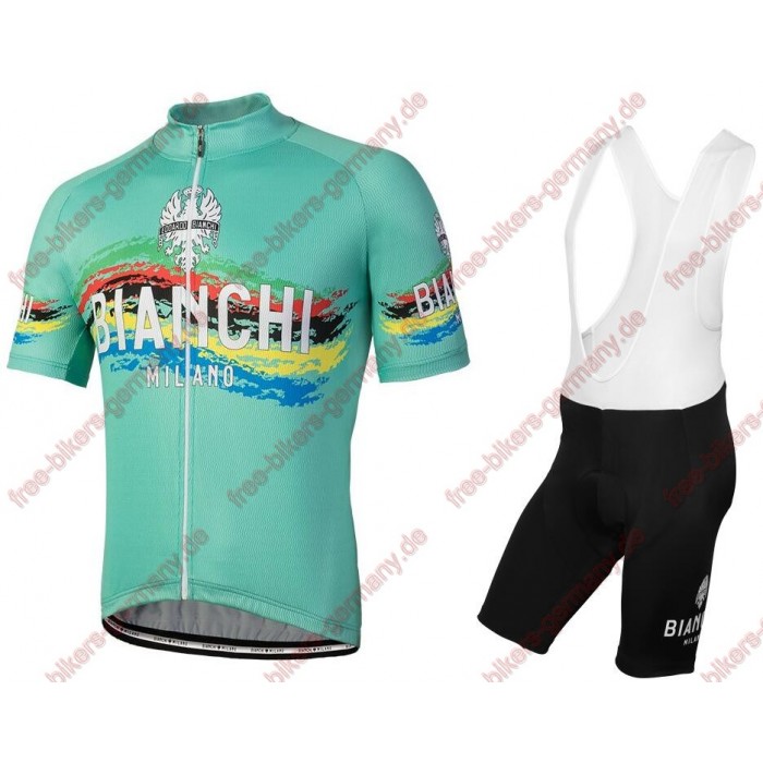 Profiteam 2018 Bianchi Milano Radbekleidung Satz Trikot Kurzarm+Trägerhosen Sets 97195FP