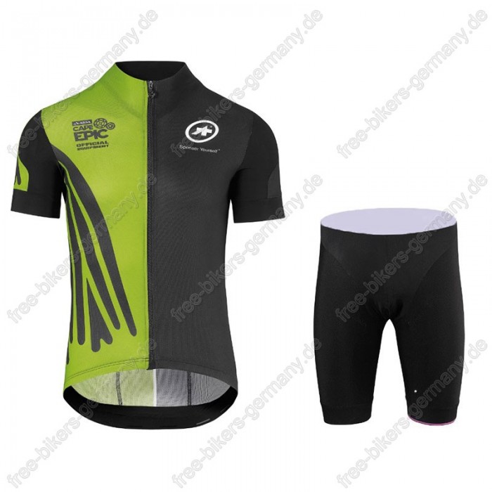 Assos SS.Capeepicx Equipe Trikot Kurzarm+Fahrradhose Grün schwarz 2018