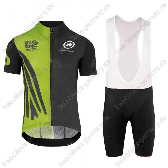 Assos SS.Capeepicx Radbekleidung Satz Trikot Kurzarm+Trägerhosen Set Grün schwarz 2018