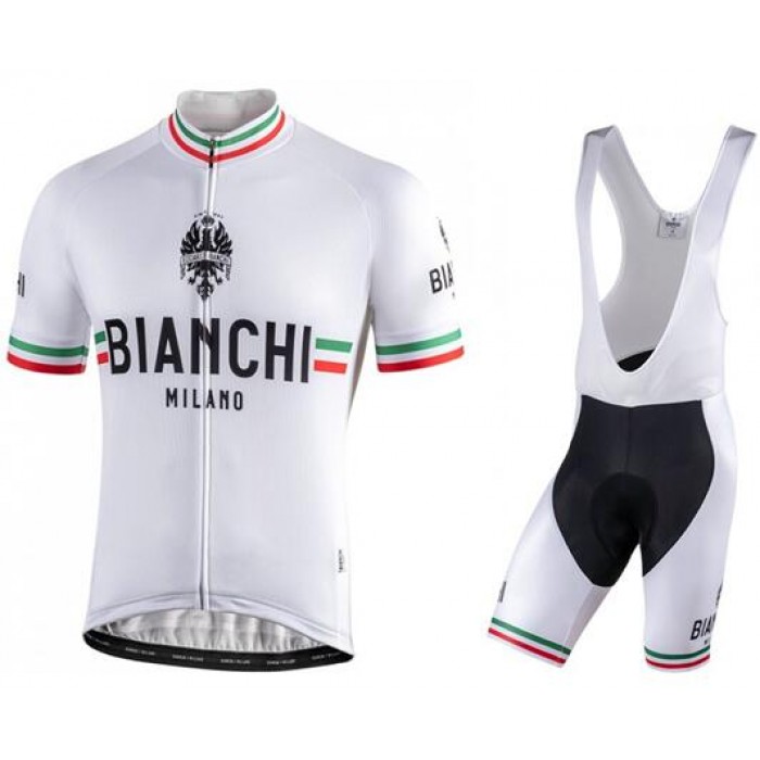 Fahrradbekleidung Radsport 2020 BIANCHI MILANO Isalle Trikot Kurzarm Outlet+Pelau Trägerhosen Set Weiß