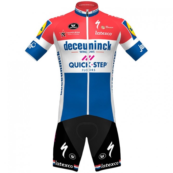 Fahrradbekleidung Radsport 2020 DECEUNINCK QUICK-STEP Dutch Champion Radbekleidung Satz Trikot Kurzarm+Fahrradhose Set Outlet