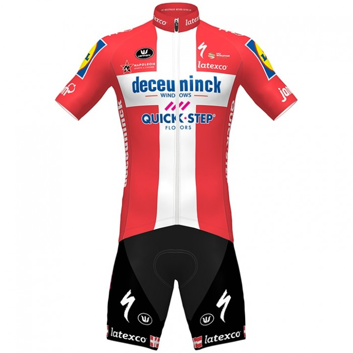 Fahrradbekleidung Radsport 2020 DECEUNINCK QUICK-STEP Danish Champion Radbekleidung Satz Trikot Kurzarm+Fahrradhose Set Outlet