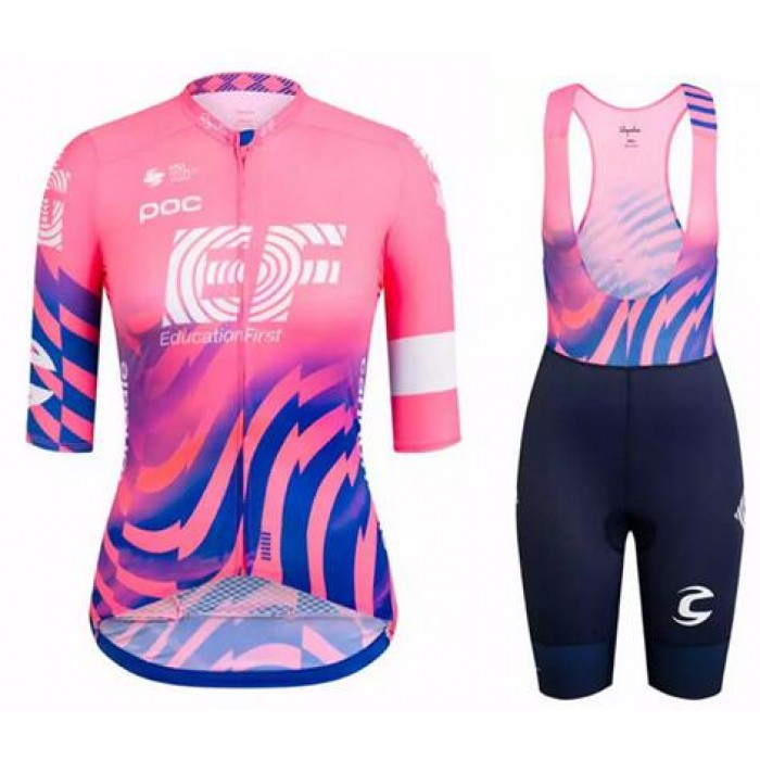 Fahrradbekleidung Radsport 2020 Damen EF Education First Radbekleidung Satz Trikot Kurzarm+Trägerhosen Set Outlet