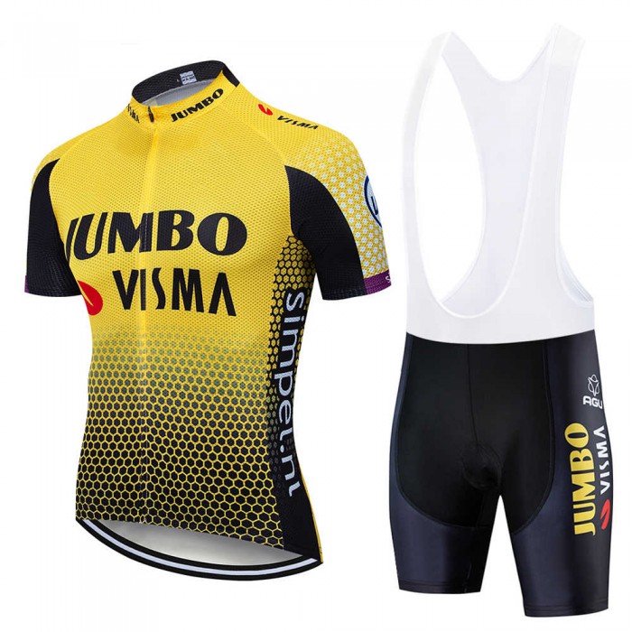 Fahrradbekleidung Radsport 2020 TEAM JUMBO-VISMA Radbekleidung Satz Trikot Kurzarm+Trägerhosen Set Outlet