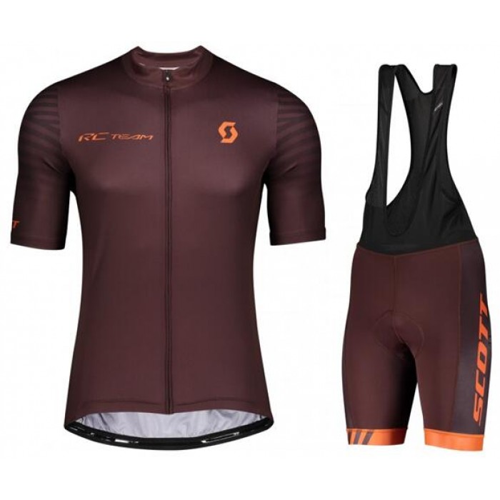 Fahrradbekleidung Radsport 2020 SCOTT RC TEAM 10 Radbekleidung Satz Trikot Kurzarm+Trägerhosen Set Outlet marrone