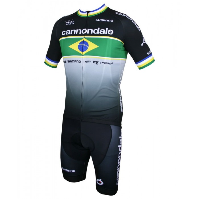 Fahrradbekleidung Radsport 2020 Cannondale FACTORY RACING Brazil Radbekleidung Satz Trikot Kurzarm+Trägerhosen Set Outlet QC