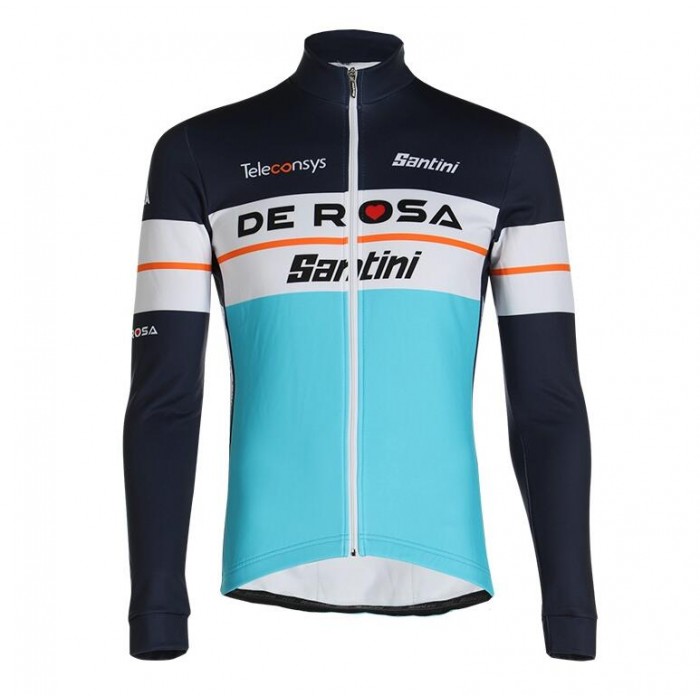 Fahrradbekleidung Radsport 2020 TEAM DE-ROSA SANTINI Trikot Langarm Blau Q7VBZ