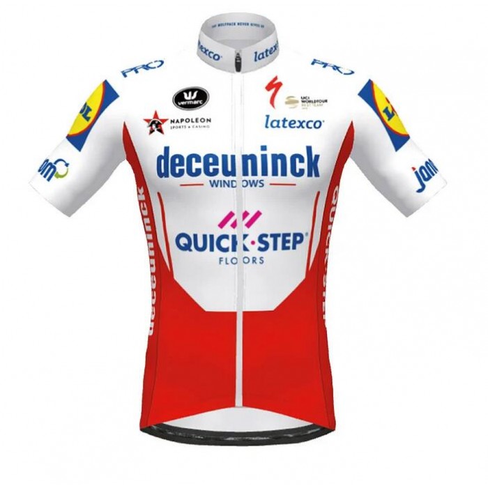 Fahrradbekleidung Radsport 2020 DECEUNINCK QUICK-STEP TdF Trikot Kurzarm Outlet rot Weiß PTVSN