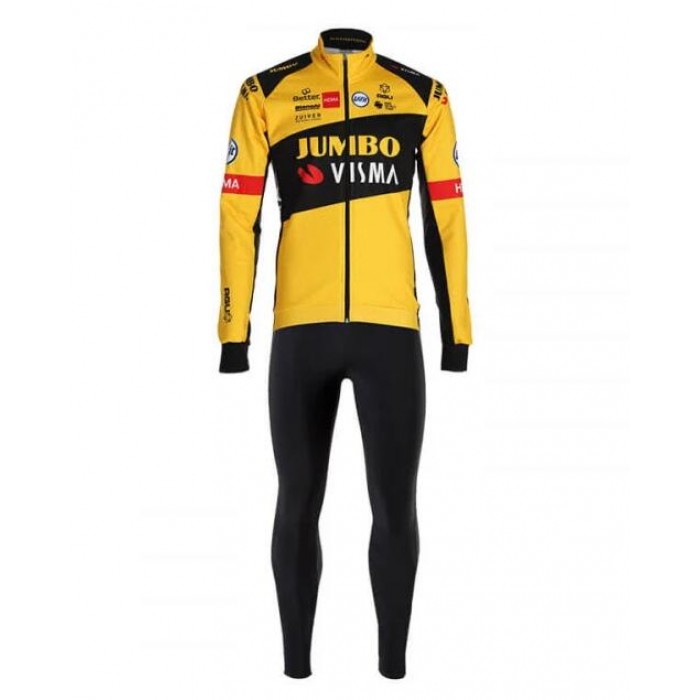 Fahrradbekleidung Radsport 2020 TEAM JUMBO VISMA Set Radbekleidung Trikot Langarm+ Trägerhosen 3HDPH