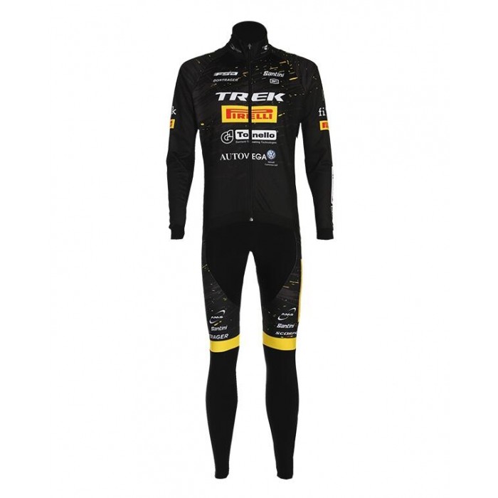 Fahrradbekleidung Radsport 2020 TREK PIRELLI Set Radbekleidung Trikot Langarm+ Trägerhosen Schwarz TYS4U