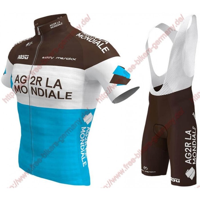 Profiteams AG2R LA MONDIALE 2019 Radbekleidung Satz Trikot Kurzarm+Trägerhosen Set Outlet