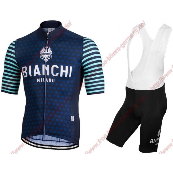 Profiteams BIANCHI MILANO Davoli blue Radbekleidung Satz Trikot Kurzarm+Trägerhosen Set Outlet