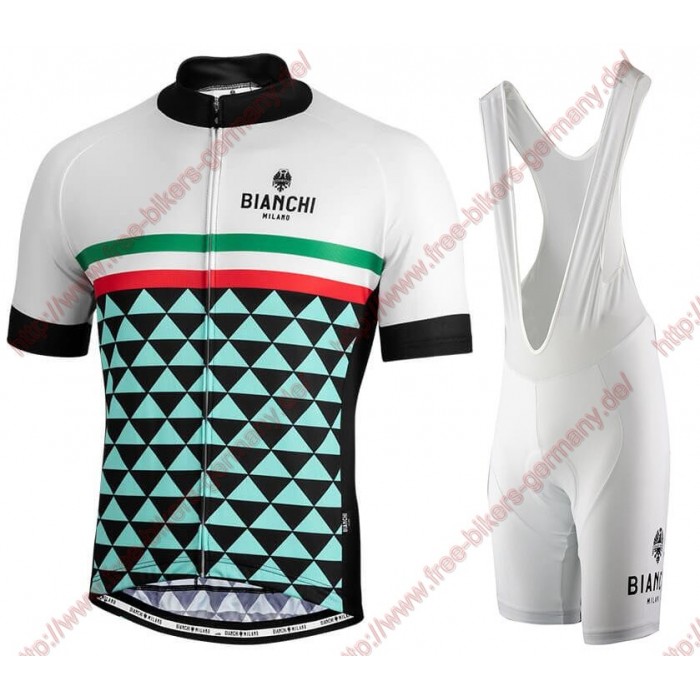 Profiteams BIANCHI MILANO Codigoro white Radbekleidung Satz Trikot Kurzarm+Trägerhosen Set Outlet