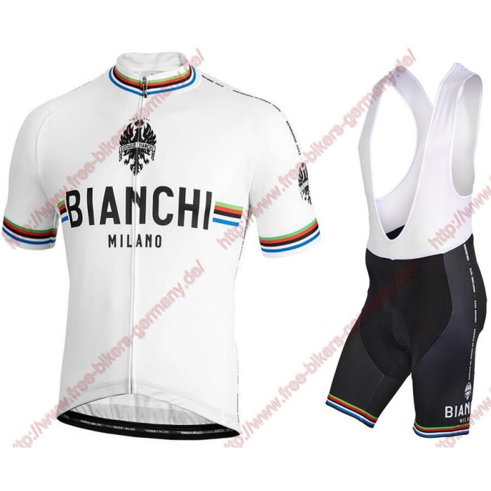 Profiteams BIANCHI MILANO New Pride white Radbekleidung Satz Trikot Kurzarm+Trägerhosen Set Outlet