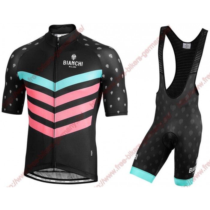 Profiteams BIANCHI MILANO Nicandro Black Radbekleidung Satz Trikot Kurzarm+Trägerhosen Set Outlet