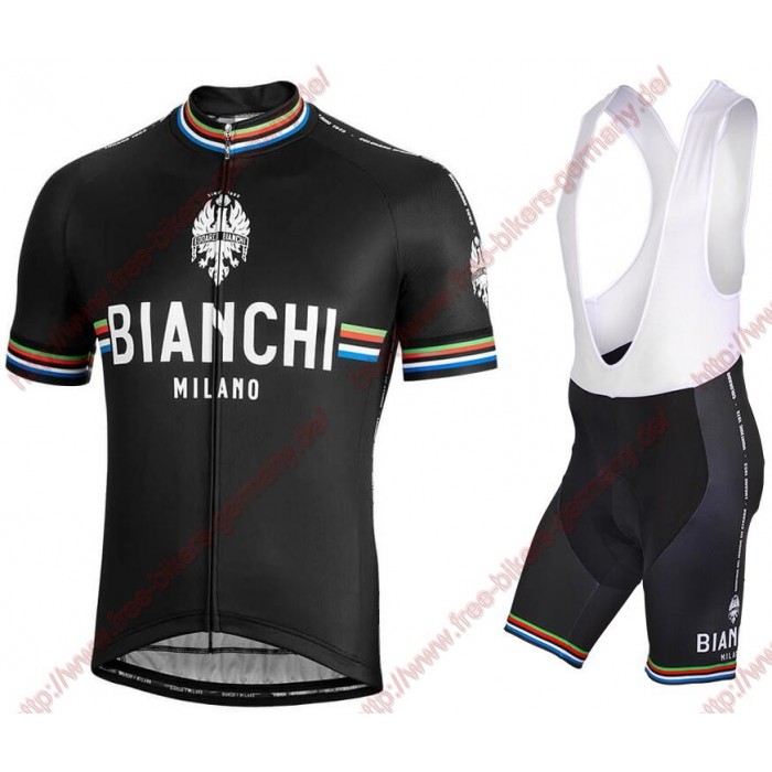 Profiteams BIANCHI MILANO New Pride black Radbekleidung Satz Trikot Kurzarm+Trägerhosen Set Outlet