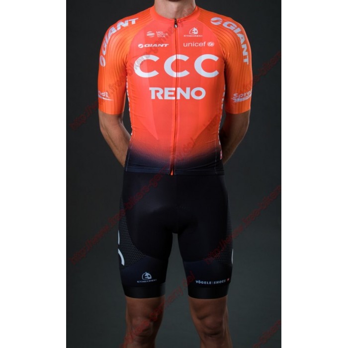 Profiteams CCC Team Reno Orange 2019 Radbekleidung Satz Trikot Kurzarm+Trägerhosen Set Outlet