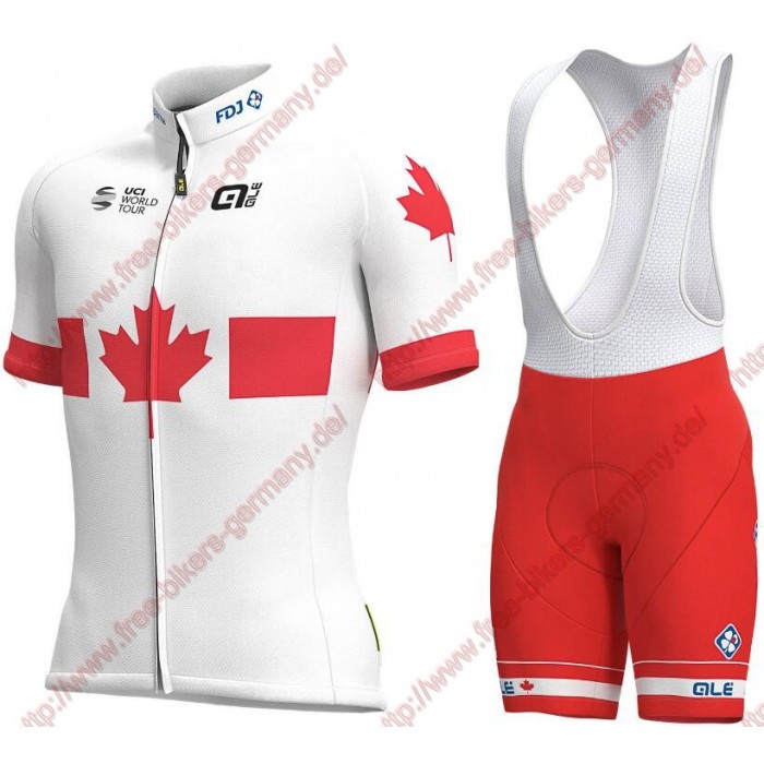 Profiteams 2019 Groupama FDJ Canadian Champion Radbekleidung Satz Trikot Kurzarm+Trägerhosen Set Outlet