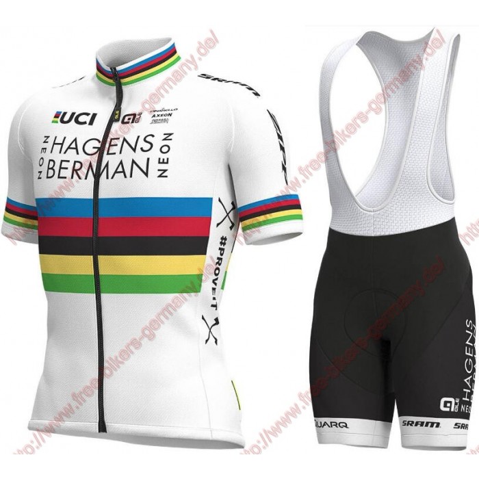 Profiteams 2019 World Champion Hagens Berman Axeon Radbekleidung Satz Trikot Kurzarm+Trägerhosen Set Outlet