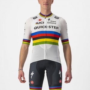 Quick Step-Alpha Vinyl Straßenrad Weltmeister Regenbogentrikot 2022 Competizione Radtrikot kurzarm-Radsport-Profi-Team