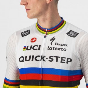 Quick Step-Alpha Vinyl Straßenrad Weltmeister Regenbogentrikot 2022 Competizione Radtrikot kurzarm-Radsport-Profi-Team