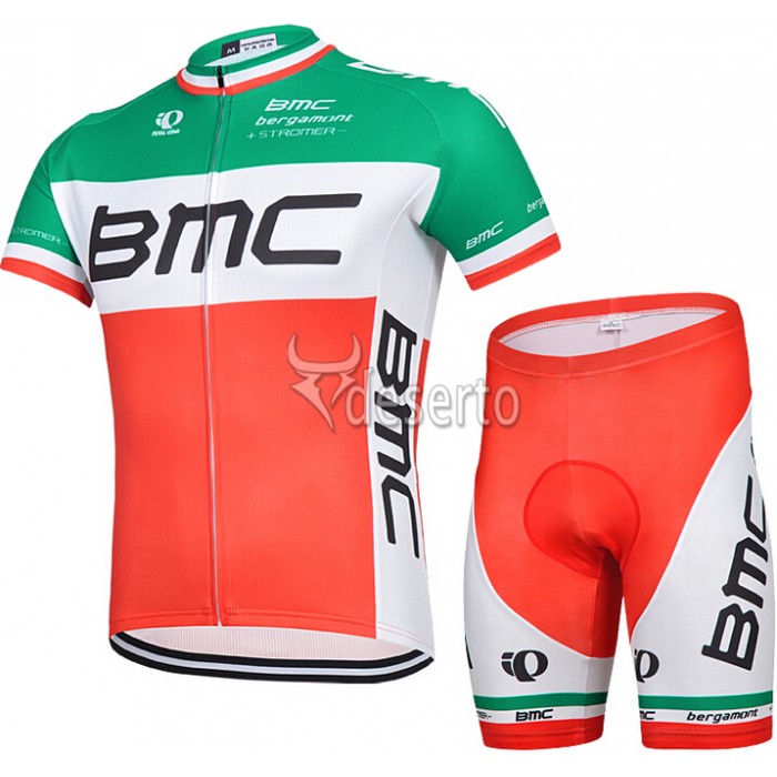 2015 BMC Radbekleidung Radtrikot Kurzarm und Fahrradhosen Kurz Rot und Grün KQRR259