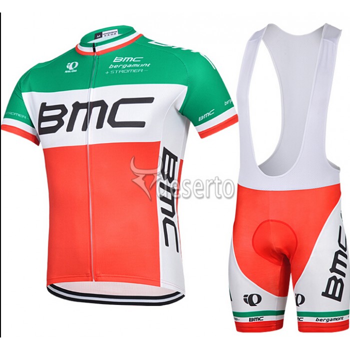 2015 BMC Fahrradbekleidung Satz Fahrradtrikot Kurzarm Trikot und Kurz Trägerhose Rot und Grün XPCL920