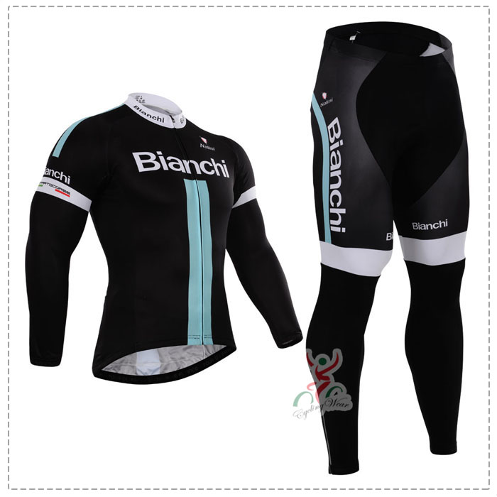 2015 Bianchi Fahrradbekleidung Radtrikot Satz Langarm und Lange Fahrradhose WEJJ959