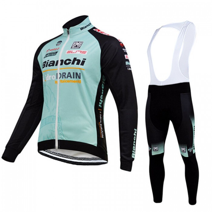 2015 BIANCHI IDRO DRAIN Fahrradbekleidung Radtrikot Satz Langarm und Lange Trägerhose DDRI696