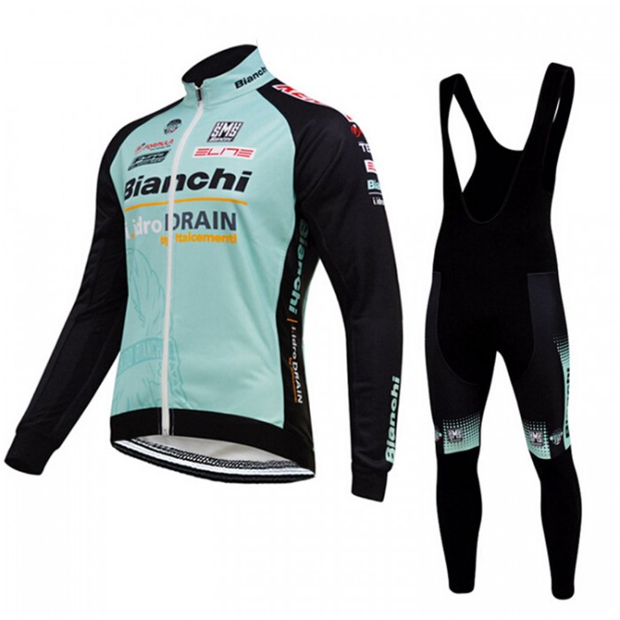 2015 BIANCHI IDRO DRAIN Fahrradbekleidung Radtrikot Satz Langarm und Lange Trägerhose ZOWC192