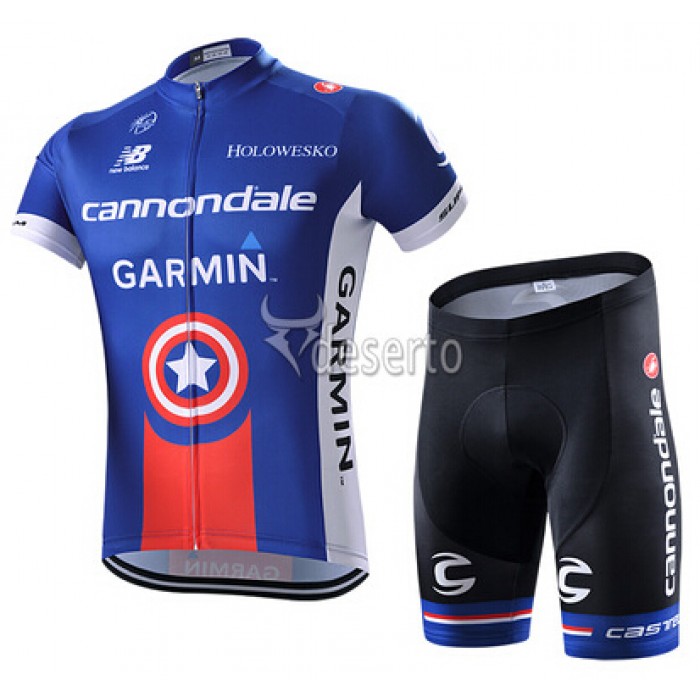 2015 Garmin Cannondale Radbekleidung Radtrikot Kurzarm und Fahrradhosen Kurz Blau HEOZ315