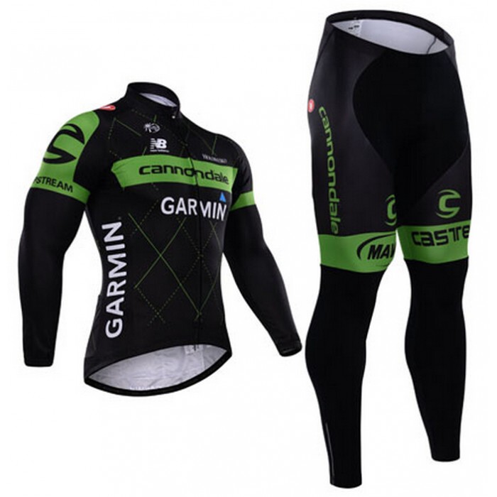 2015 Cannondale Garmin Fahrradbekleidung Radtrikot Satz Langarm und Lange Fahrradhose OZXQ628