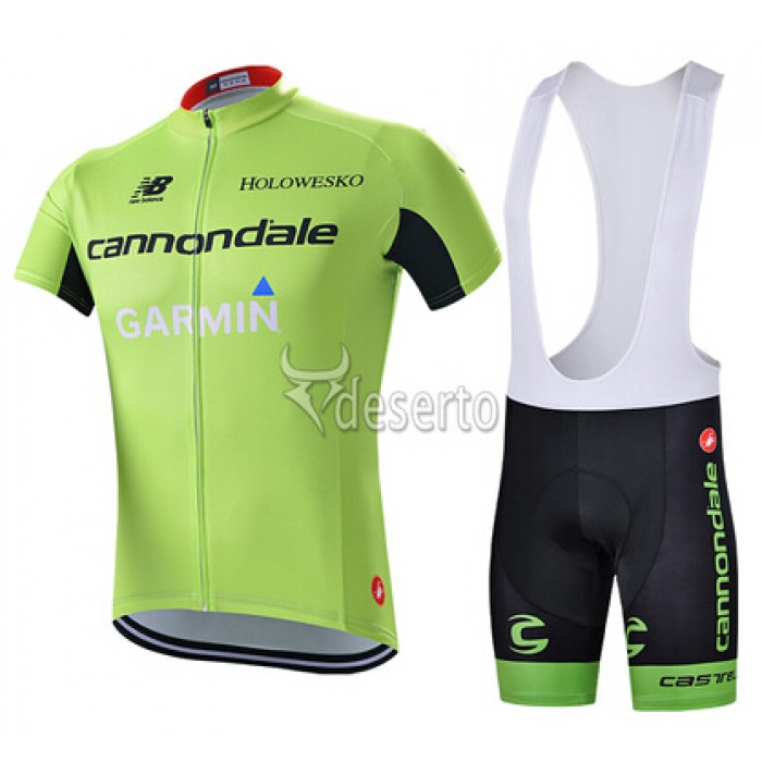 2015 Garmin Cannondale Fahrradbekleidung Satz Fahrradtrikot Kurzarm Trikot und Kurz Trägerhose Grün PGJI310