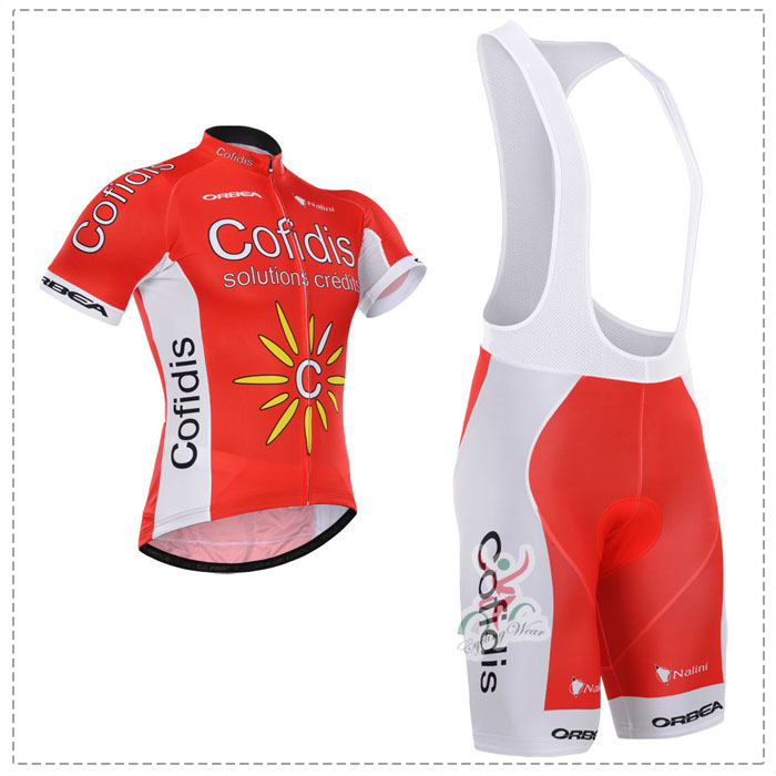 2015 Cofidis Fahrradbekleidung Satz Fahrradtrikot Kurzarm Trikot und Kurz Trägerhose NFXU948