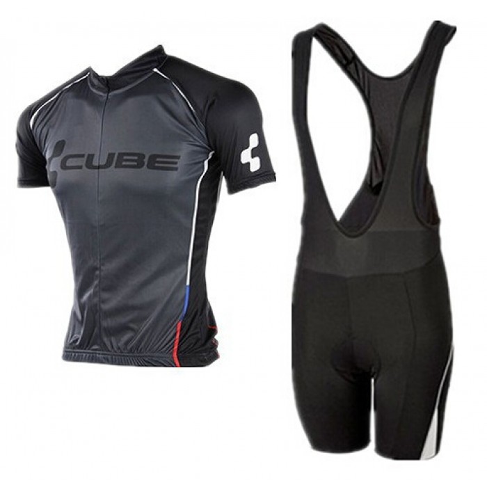 2015 Cube schwarz Fahrradbekleidung Satz Fahrradtrikot Kurzarm Trikot und Kurz Trägerhose MWMC422