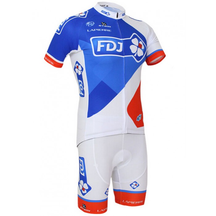 2015 FDJ Radbekleidung Radtrikot Kurzarm und Fahrradhosen Kurz IMFH948