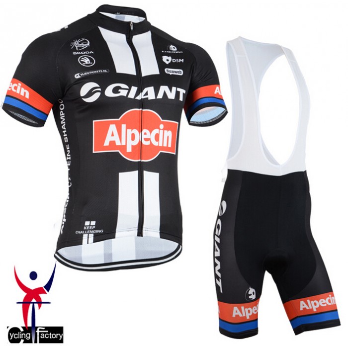 2015 GIANT-ALPECIN Radtrikot Kurzarm schwarz und Kurz Trägerhose YXIK197