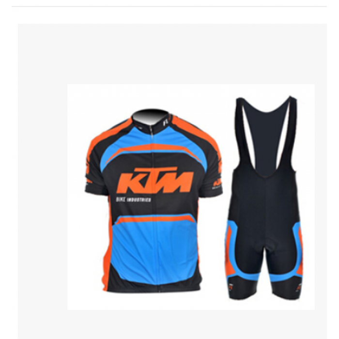 2015 KTM Proteam Blau Schwarz Fahrradbekleidung Satz Fahrradtrikot Kurzarm Trikot und Kurz Trägerhose DJNE438