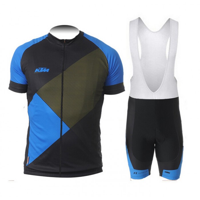 2015 KTM Fahrradbekleidung Satz Fahrradtrikot Kurzarm Trikot und Kurz Trägerhose blau OABC188